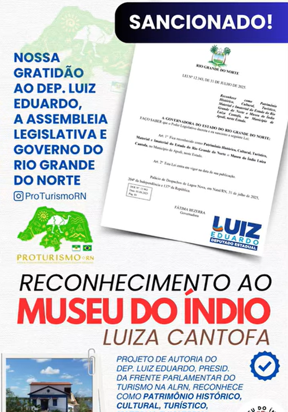 Povo Tapuia Paiacu celebra a sanção da lei que fortalece o CHCTPLA e o Museu do Índio Luiza Cantofa em Apodi/RN.